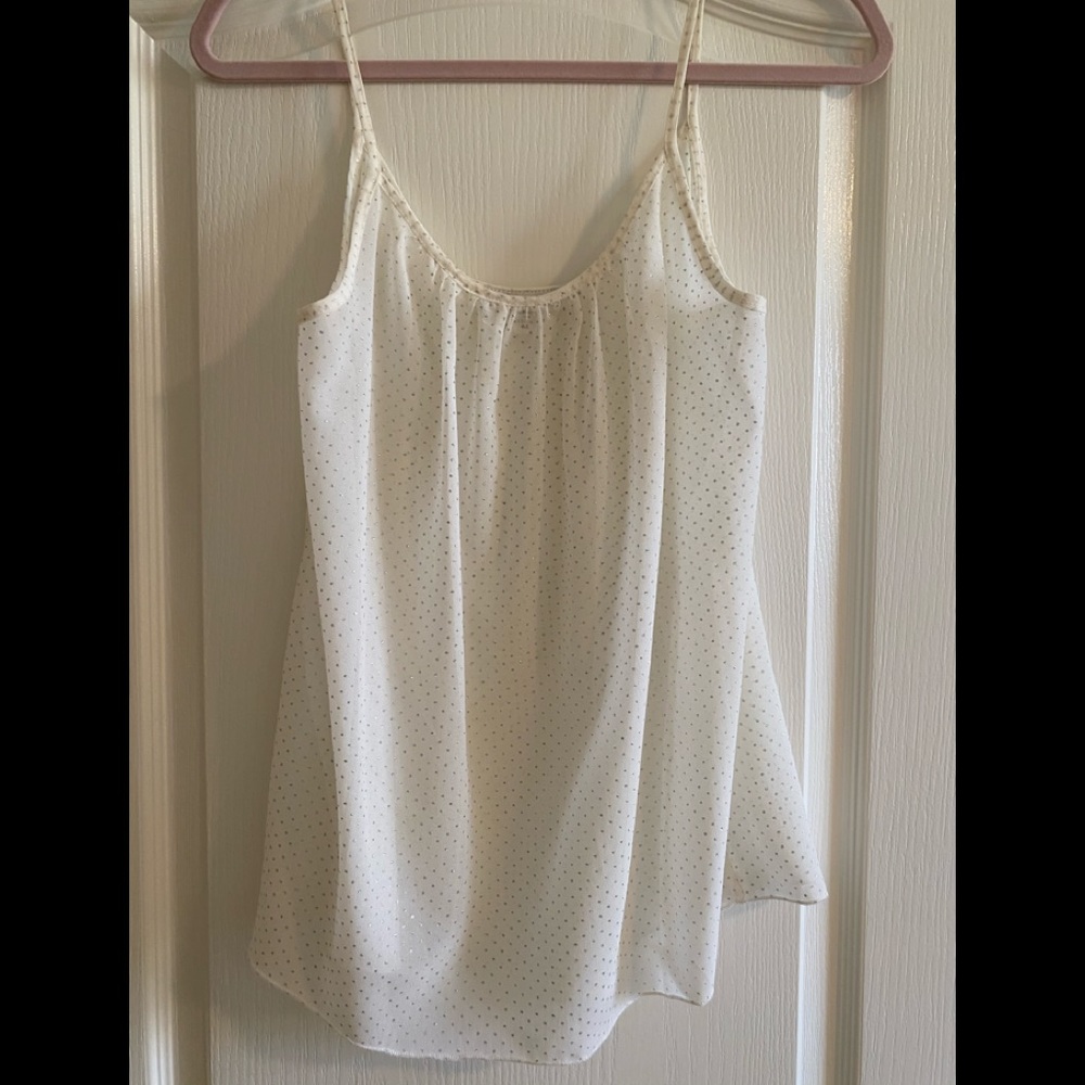Annabella Women’s Silver Polka Dot Sparkle Summer Tank Top Size M
